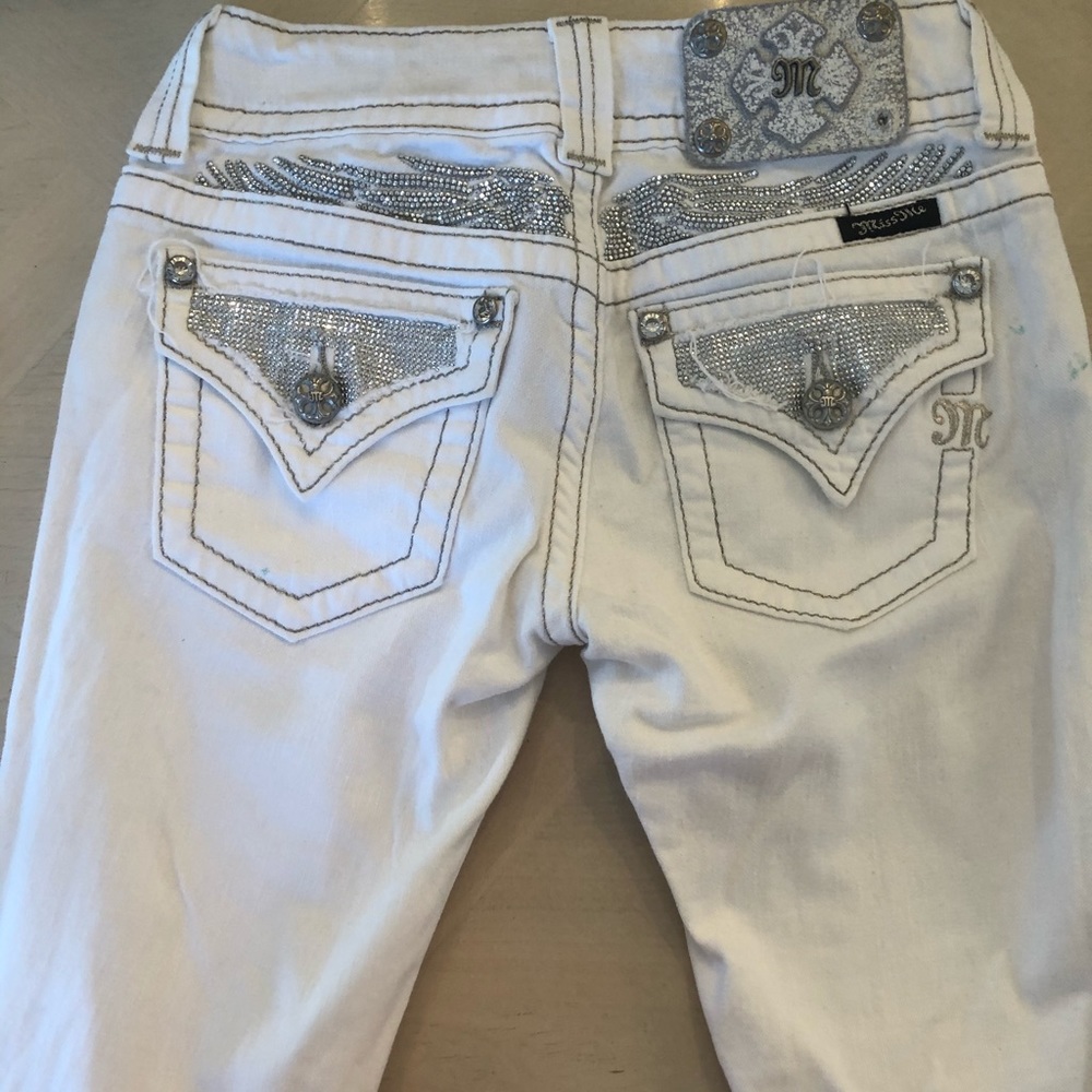 Miss me bedazzled white jeans